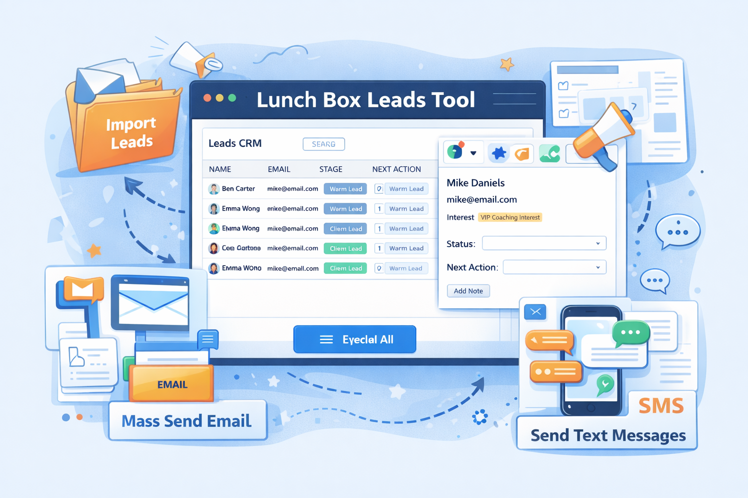 Lunch Box Leads Tool: Your Simple CRM for Email and SMS Follow-Up