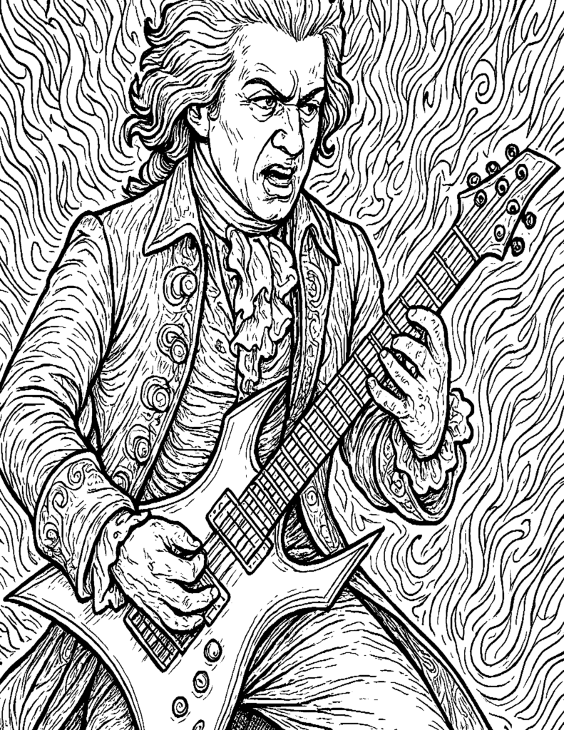 A black and white AI-generated coloring image featuring intricate patterns and whimsical designs, perfect for creative coloring activities.