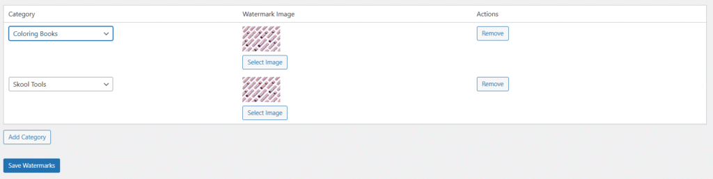 watermark by category for WooCommerce