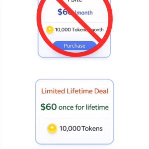 $60 - ONCE - limited lifetime deal with 10,000 tokens!