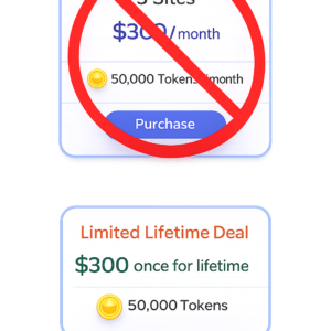 $300 — ONCE — Limited Lifetime Deal (50,000 Tokens + 5-Site License)