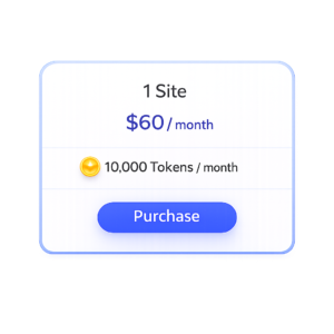 Pricing plan for one website at $60 per month, offering 10,000 tokens monthly, from SkooledUp.com