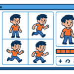 Образ инструмента для начинающих по созданию спрайт-листов с интерфейсом и изображениями персонажей.