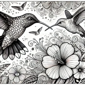 Humming Bird AI generated coloring page