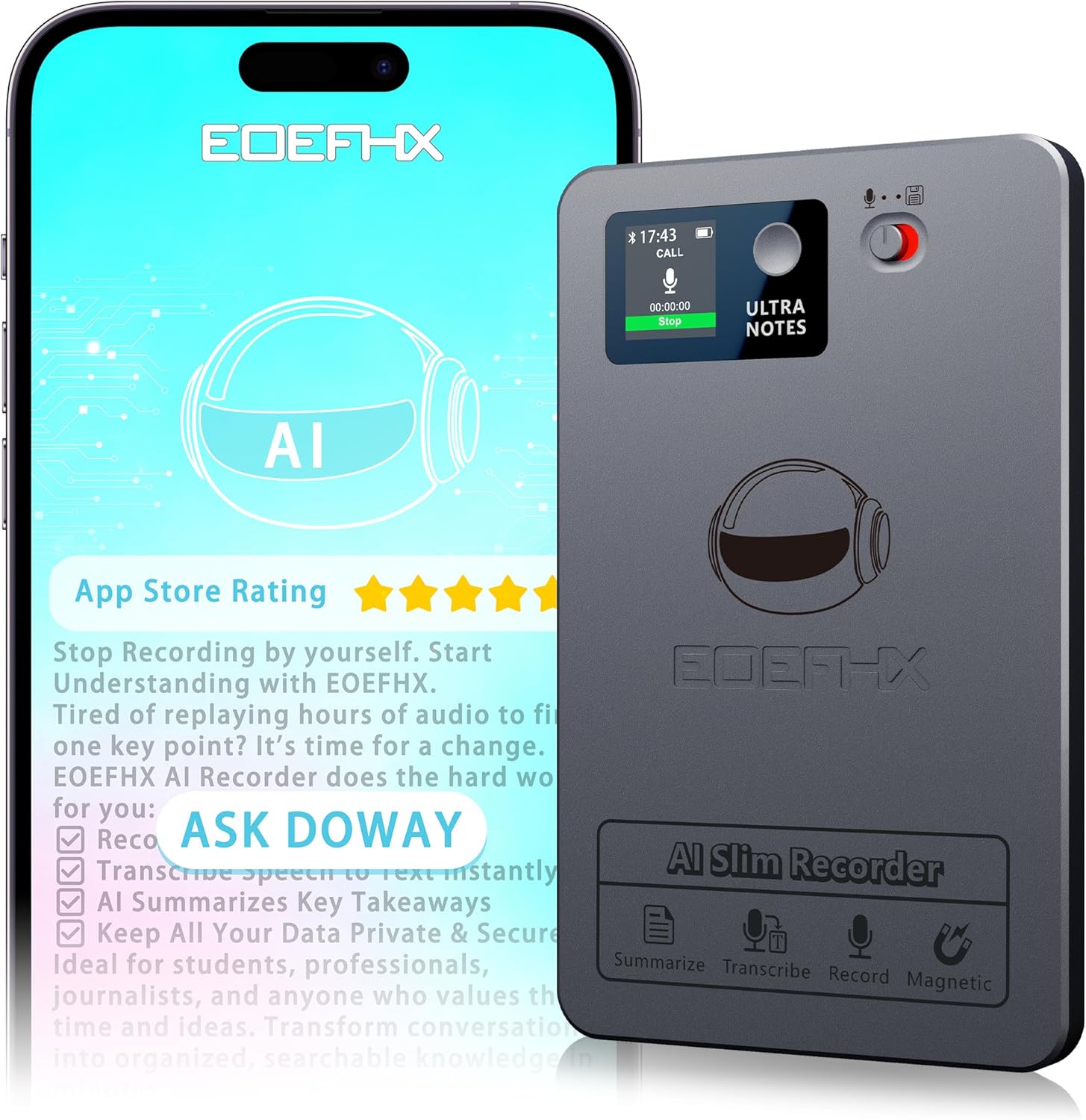 AI Voice Recorder with Transcription & Noise Cancellation